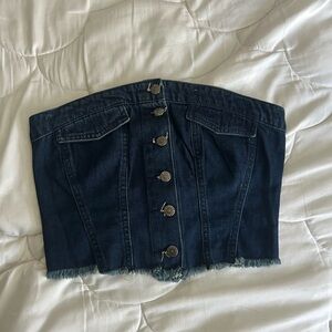 Denim Button-Up tube top